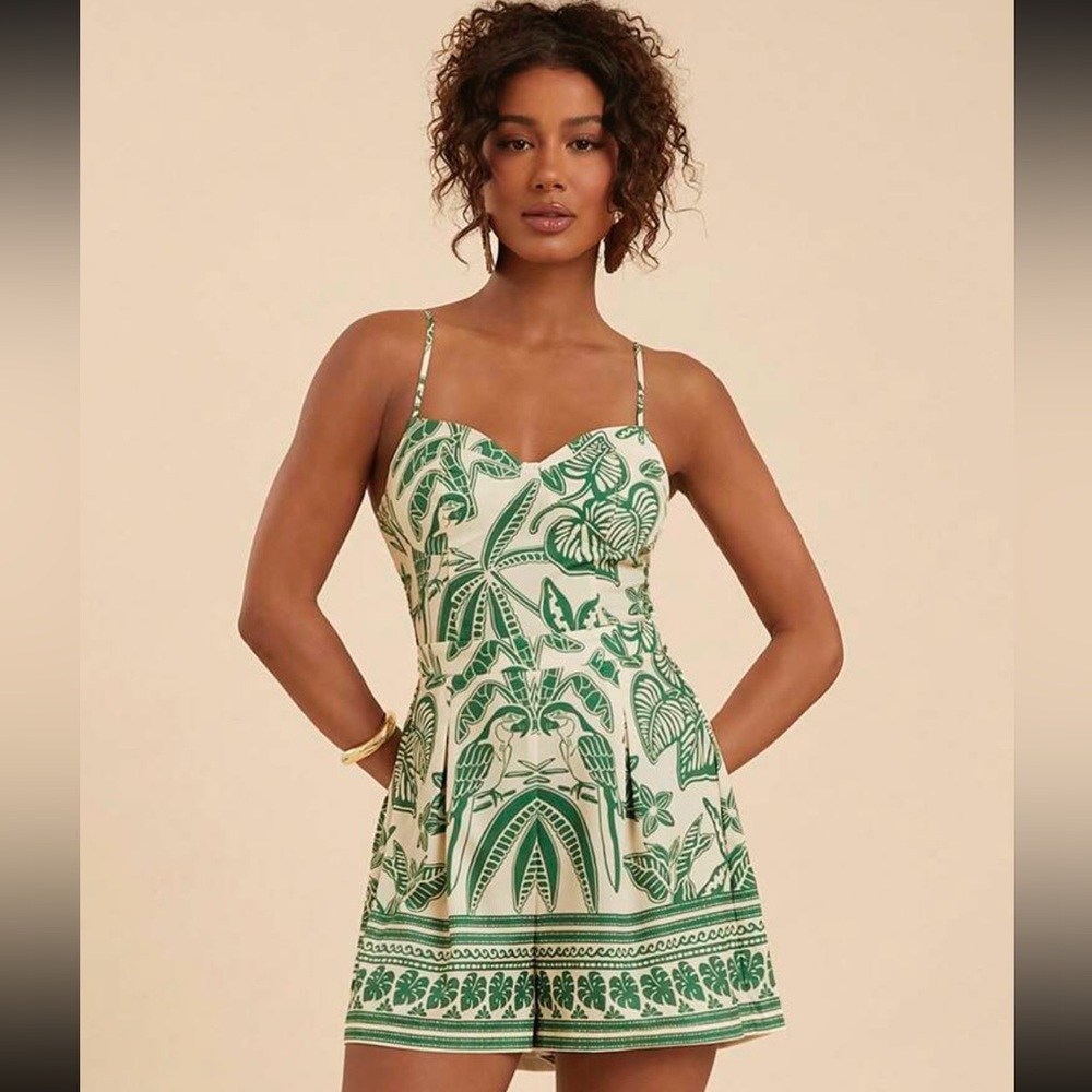 New Green and White Floral summer romper~ - Picture 7 of 7